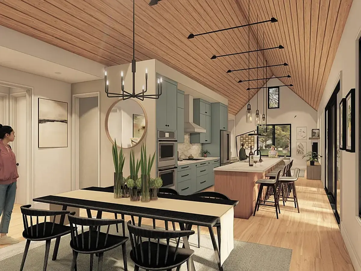 Vienstāva mājas projekts 181 m²: 3 Guļamistabas, 2 Vannasistabas, Atvērta virtuve, bez Garāžas