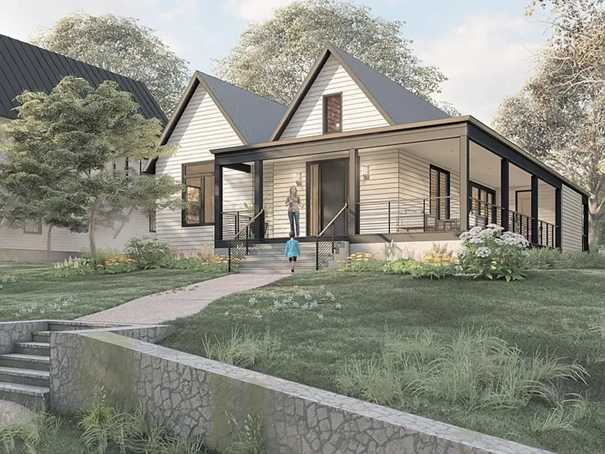 Vienstāva mājas projekts 181 m²: 3 Guļamistabas, 2 Vannasistabas, Atvērta virtuve, bez Garāžas