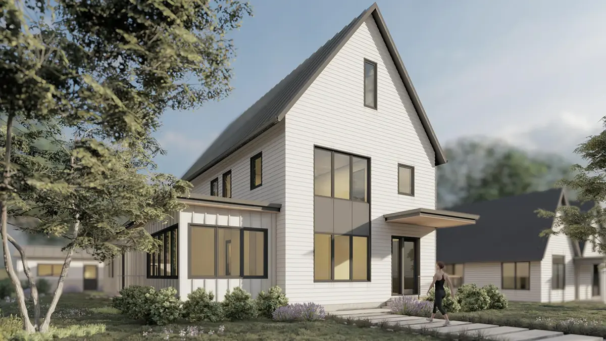 Divstāvu mājas projekts 299 m²: 4 Guļamistabas, Darba istaba, 4 Vannasistabas, Atvērta virtuve, bez Garāžas