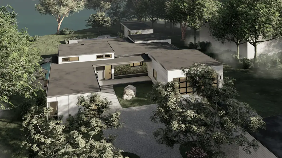 Vienstāva mājas projekts 347 m²: 4 Guļamistabas, Darba istaba, 6 Vannasistabas, Atvērta virtuve, Garāža