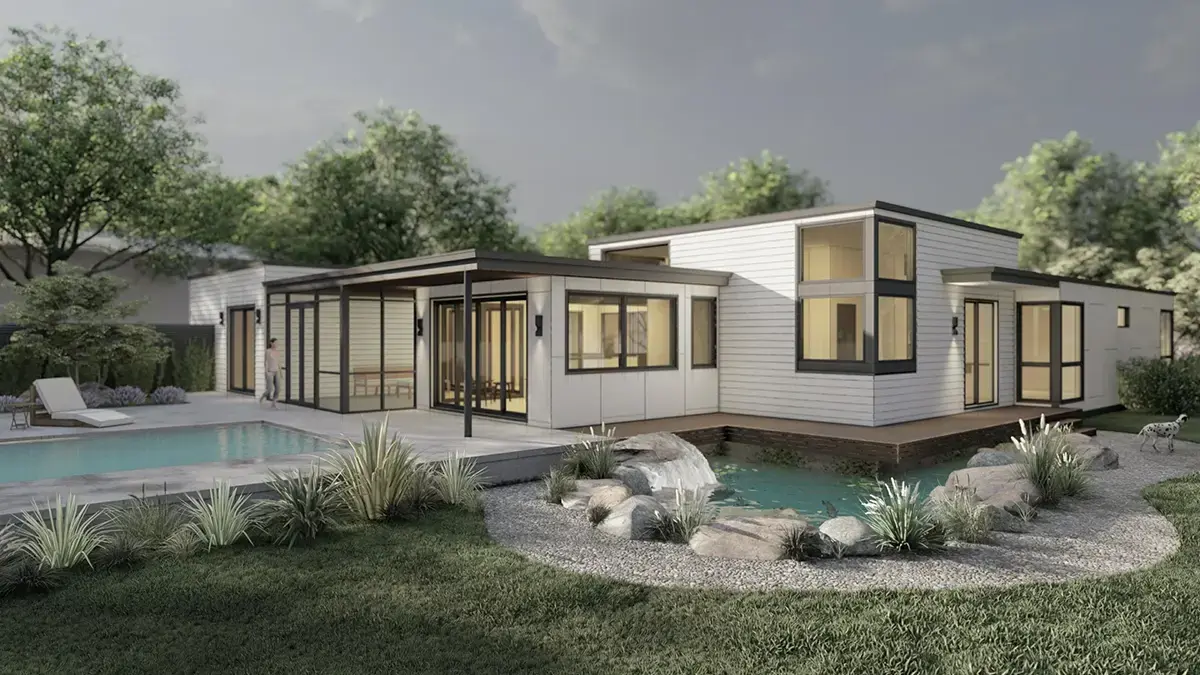Vienstāva mājas projekts 347 m²: 4 Guļamistabas, Darba istaba, 6 Vannasistabas, Atvērta virtuve, Garāža