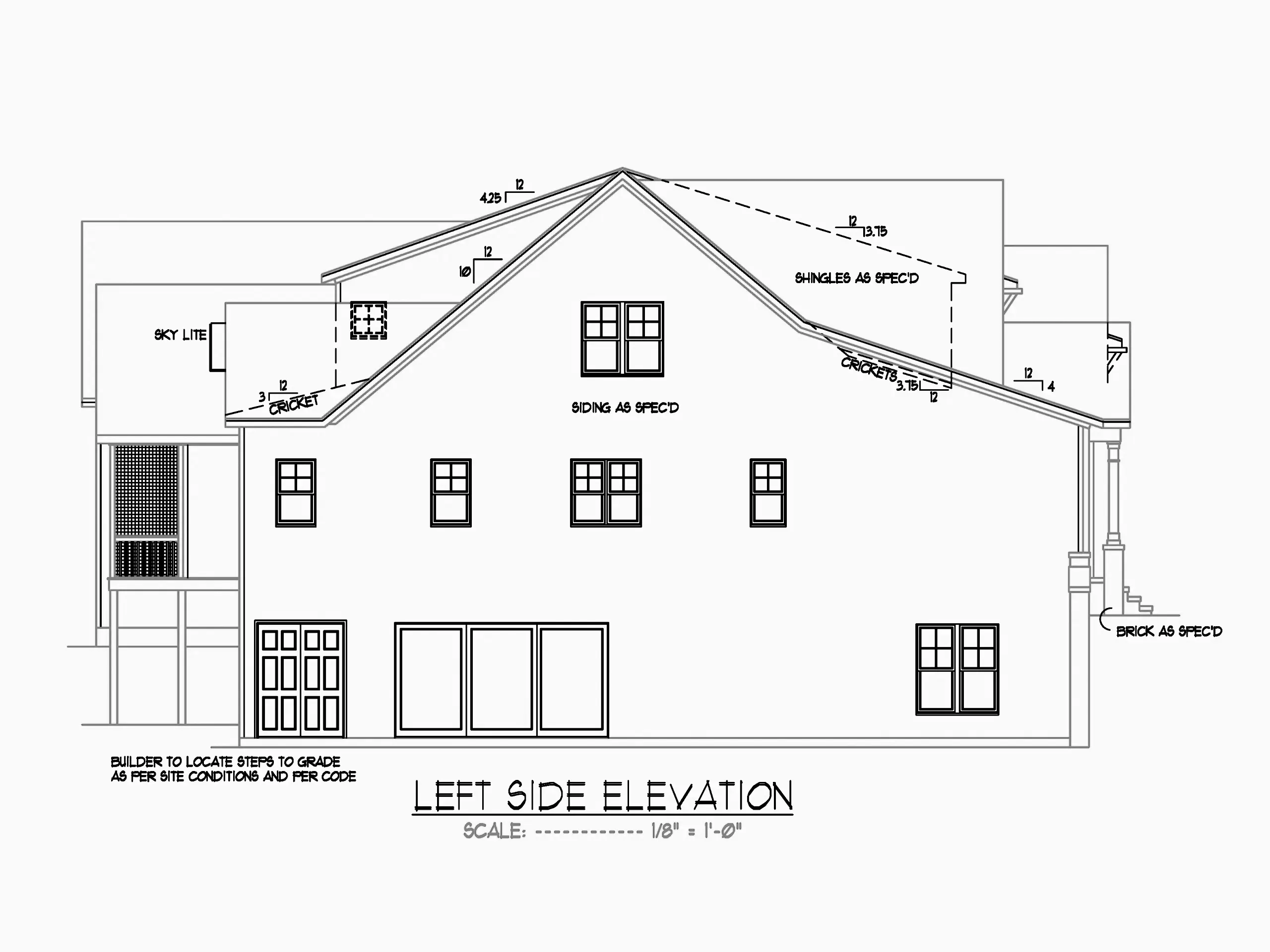 Mājas projekts ar mansardu 440 m²: 4 Guļamistabas, Darba istaba, 5 Vannasistabas, Atvērta virtuve, Garāža