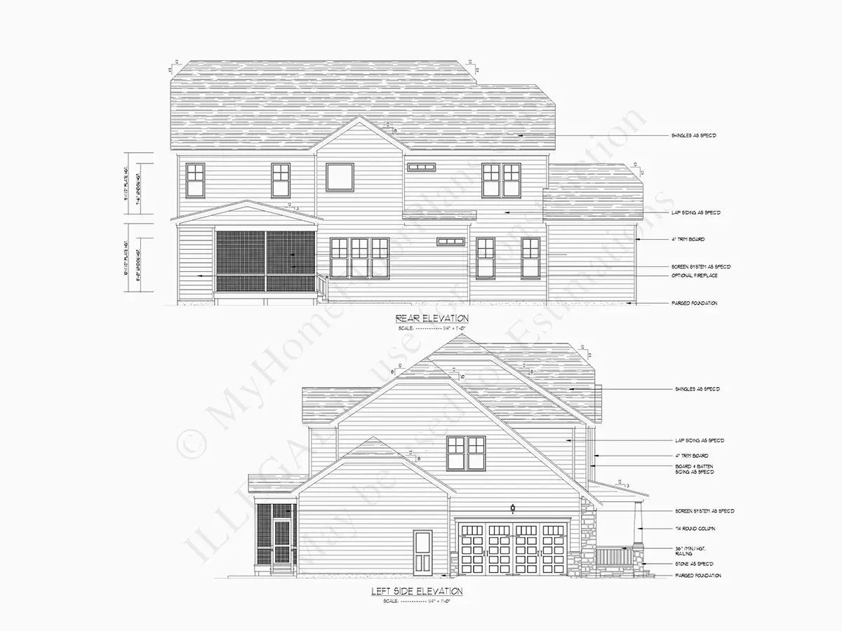 Divstāvu mājas projekts 341 m²: 5 Guļamistabas, Darba istaba, 4 Vannasistabas, Atvērta virtuve, Garāža