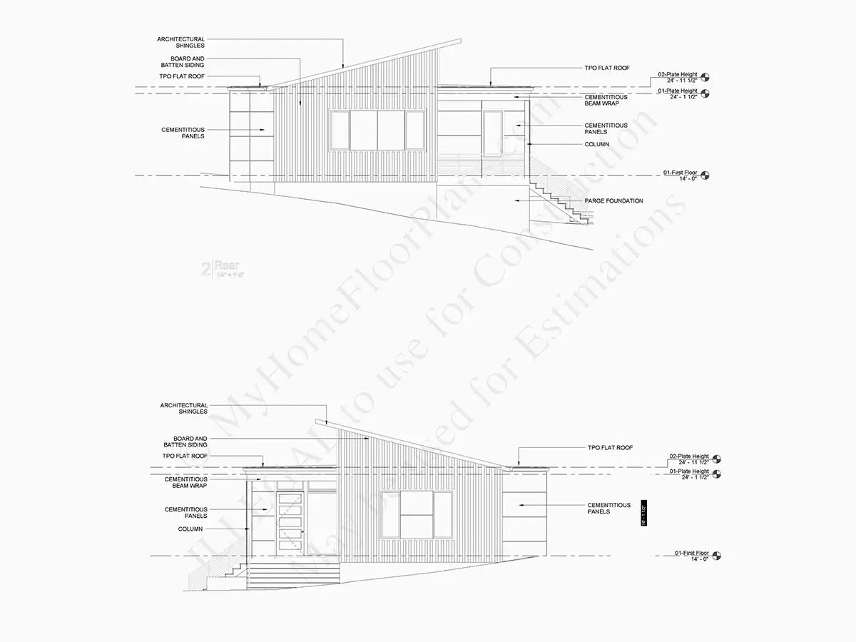 Vienstāva mājas projekts 196 m²: 4 Guļamistabas, Darba istaba, 4 Vannasistabas, Atvērta virtuve, bez Garāžas