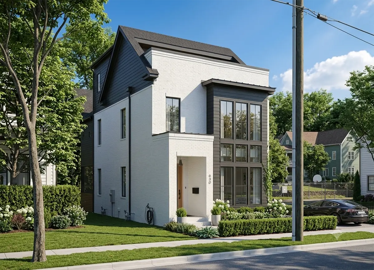 Trīsstāvu mājas projekts 238 m²: 4 Guļamistabas, 3 Vannasistabas, Atvērta virtuve, bez Garāžas