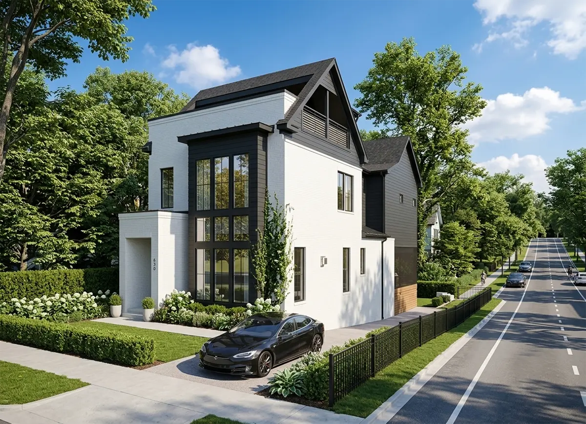 Trīsstāvu mājas projekts 238 m²: 4 Guļamistabas, 3 Vannasistabas, Atvērta virtuve, bez Garāžas
