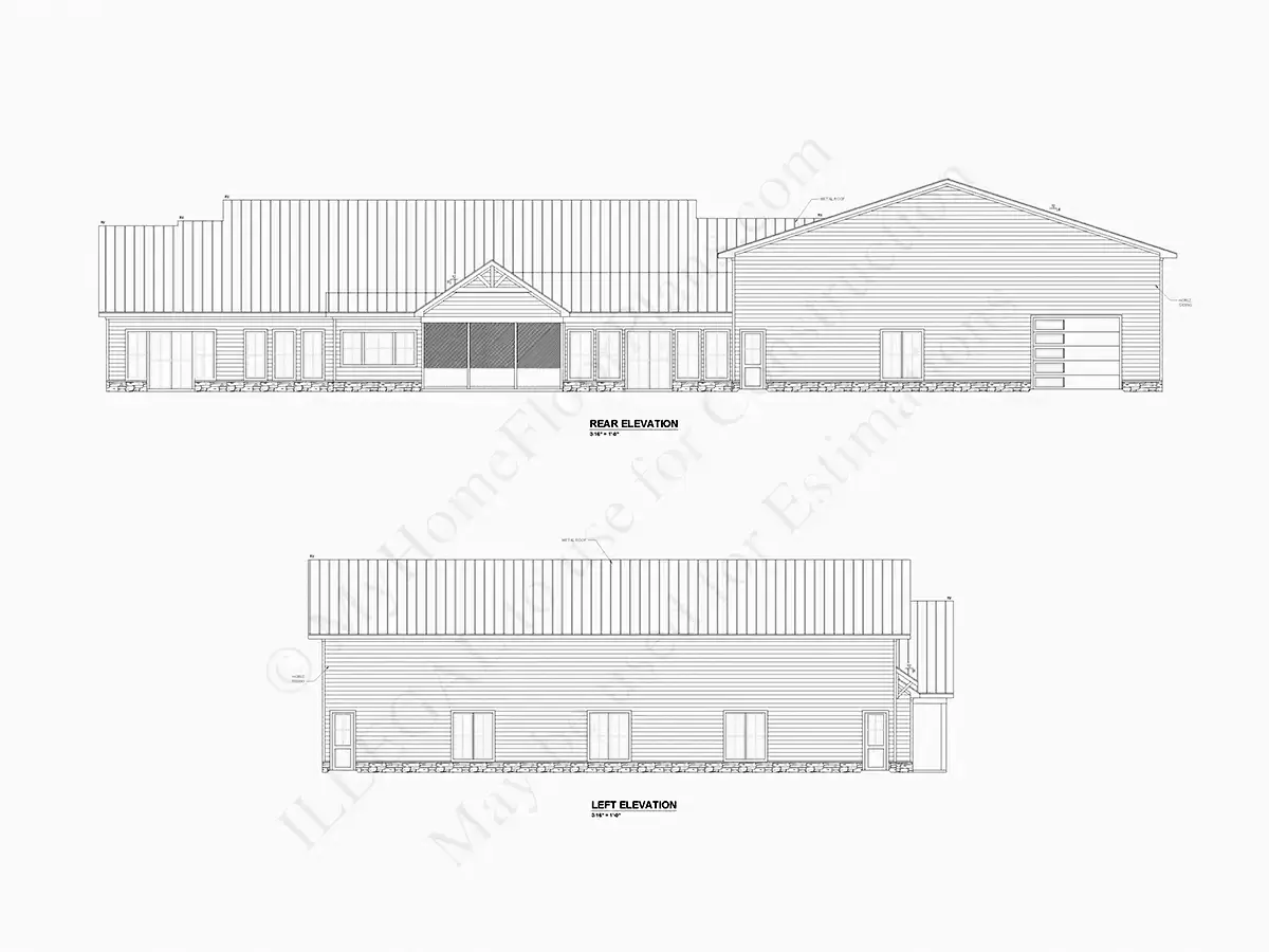 Vienstāva mājas projekts 375 m²: 3 Guļamistabas, Darba istaba, 5 Vannasistabas, Atvērta virtuve, Garāža