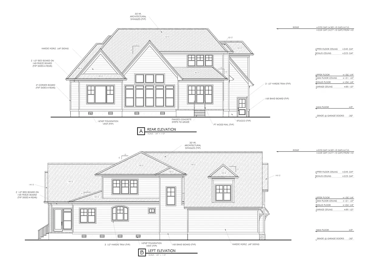 Mājas projekts ar mansardu 313 m²: 3 Guļamistabas, Darba istaba, 4 Vannasistabas, Atvērta virtuve, Garāža