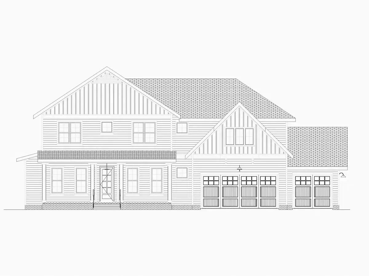 Divstāvu mājas projekts 445 m²: 4 Guļamistabas, Darba istaba, 5 Vannasistabas, Atvērta virtuve, Garāža
