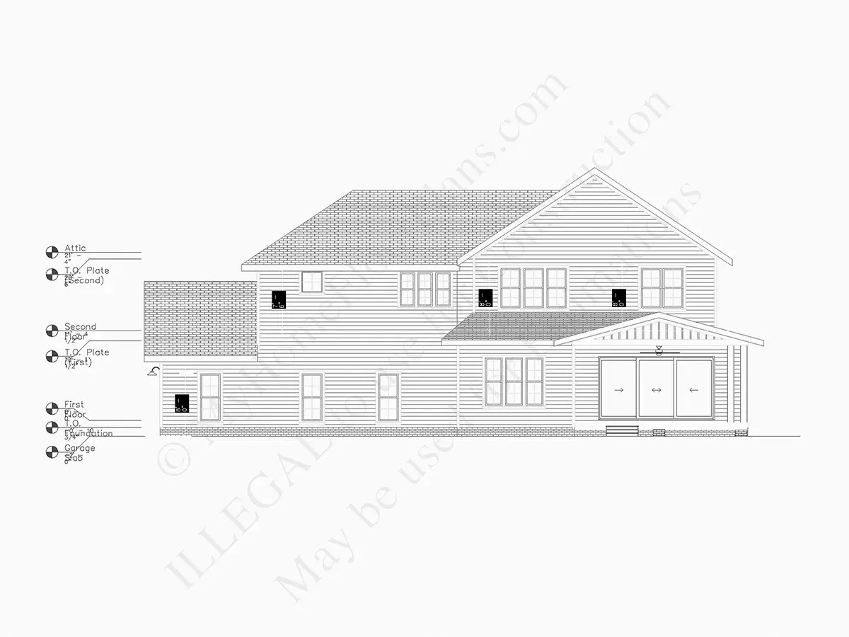 Divstāvu mājas projekts 445 m²: 4 Guļamistabas, Darba istaba, 5 Vannasistabas, Atvērta virtuve, Garāža