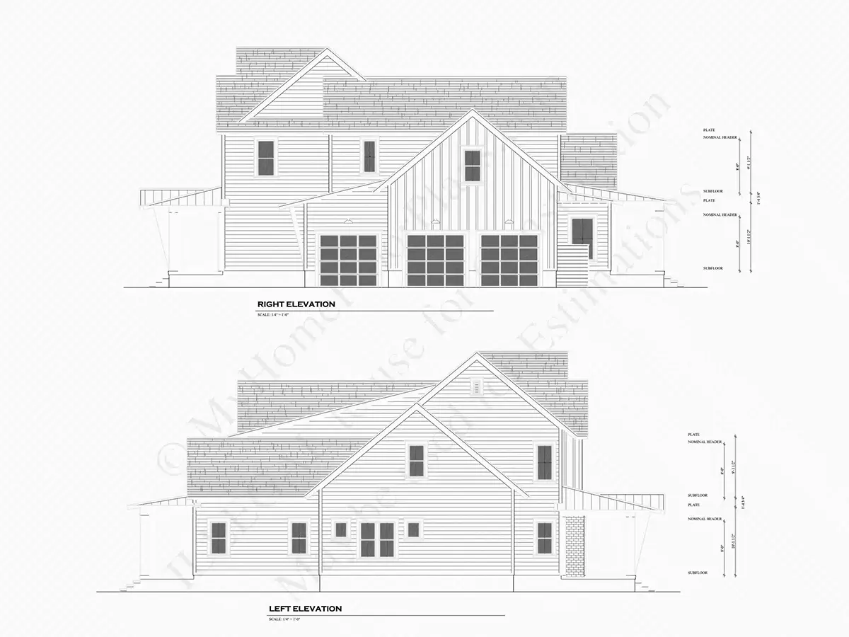 Divstāvu mājas projekts 437 m²: 5 Guļamistabas, Darba istaba, 5 Vannasistabas, Atvērta virtuve, Garāža