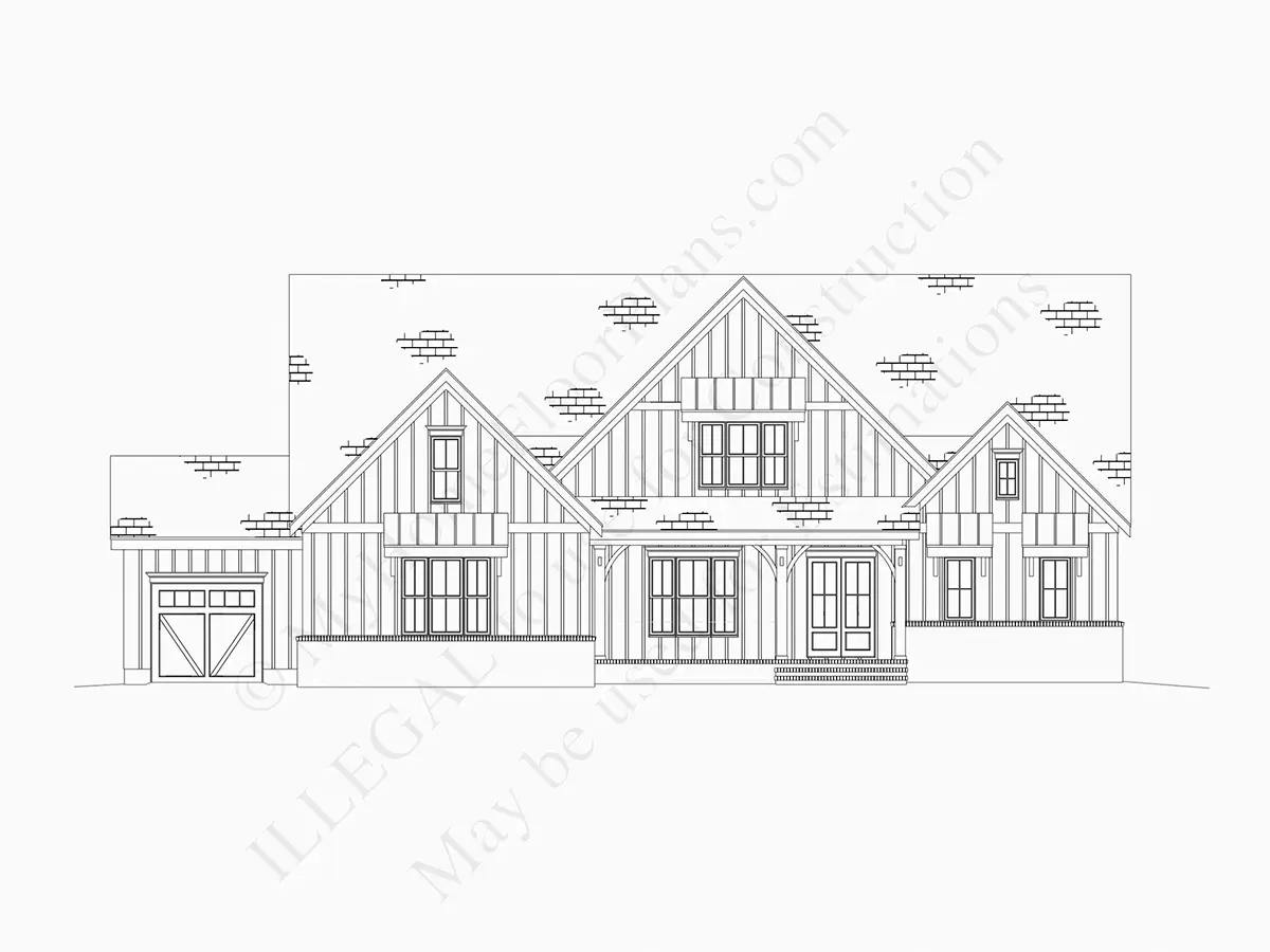 Mājas projekts ar mansardu 386 m²: 4 Guļamistabas, Darba istaba, 5 Vannasistabas, Atvērta virtuve, Garāža