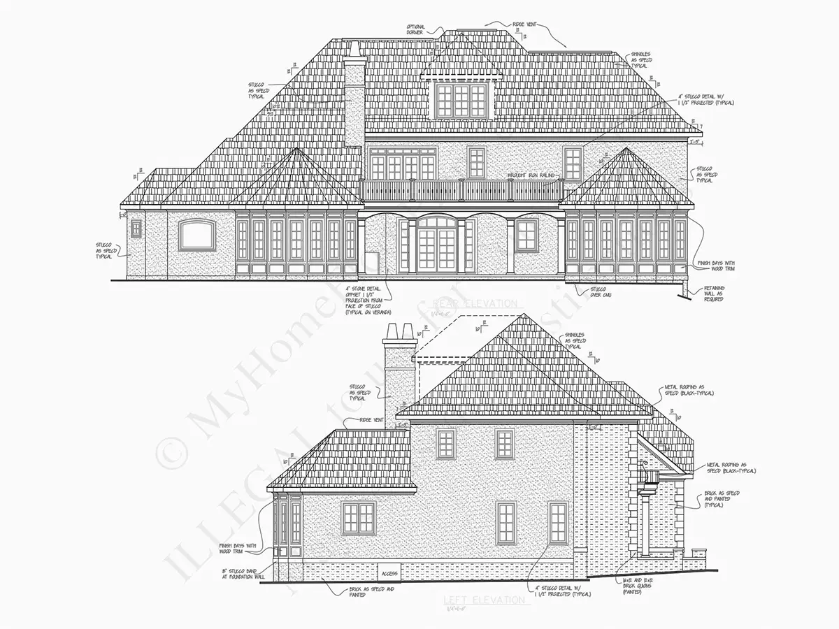 Divstāvu mājas projekts 479 m²: 4 Guļamistabas, Darba istaba, 5 Vannasistabas, Garāža