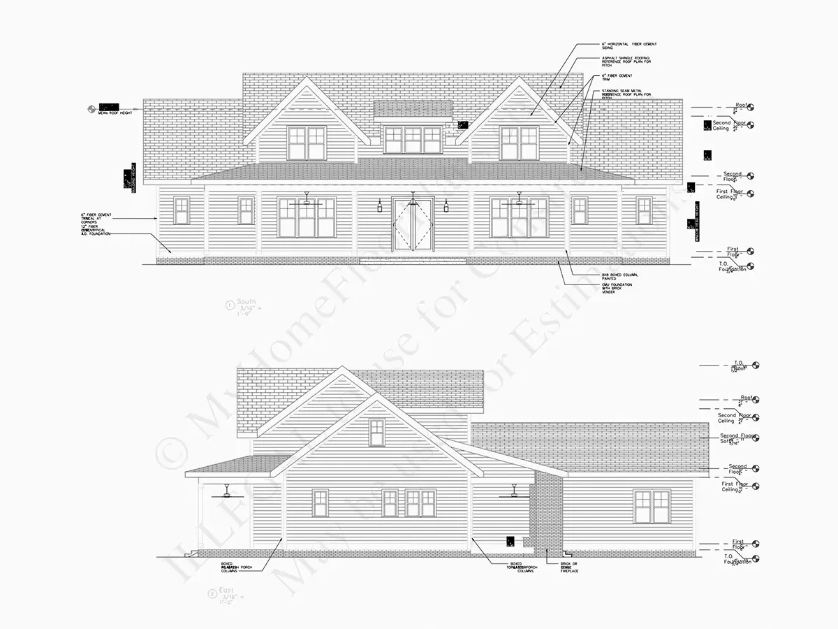 Mājas projekts ar mansardu 341 m²: 4 Guļamistabas, Darba istaba, 5 Vannasistabas, Atvērta virtuve, Garāža