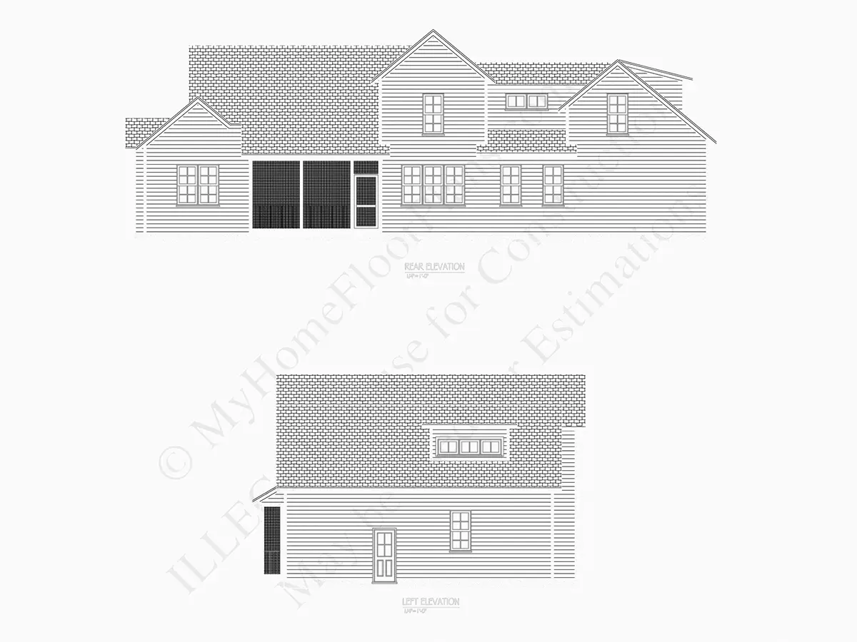 Divstāvu mājas projekts 238 m²: 4 Guļamistabas, Darba istaba, 4 Vannasistabas, Atvērta virtuve, Garāža