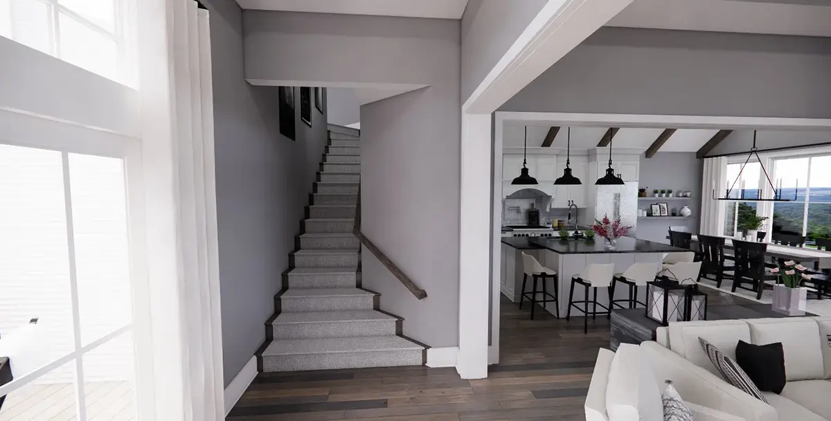 Mājas projekts ar mansardu 200 m²: 3 Guļamistabas, Darba istaba, 3 Vannasistabas, Atvērta virtuve, Garāža