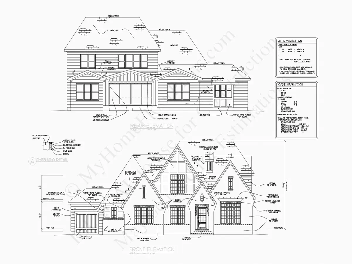 Mājas projekts ar mansardu 346 m²: 4 Guļamistabas, 5 Vannasistabas, Atvērta virtuve, Garāža