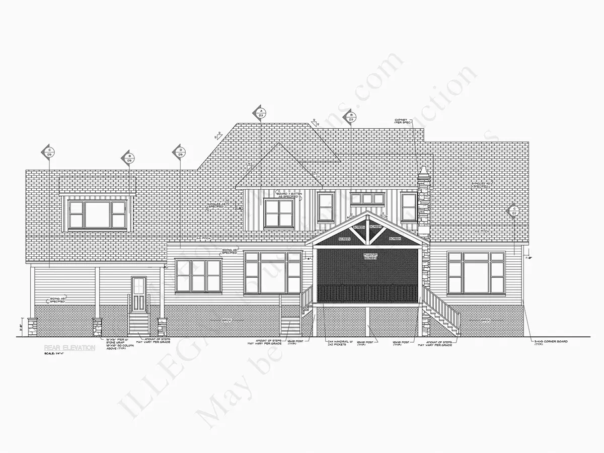 Divstāvu mājas projekts 409 m²: 4 Guļamistabas, Darba istaba, 5 Vannasistabas, Atvērta virtuve, Garāža