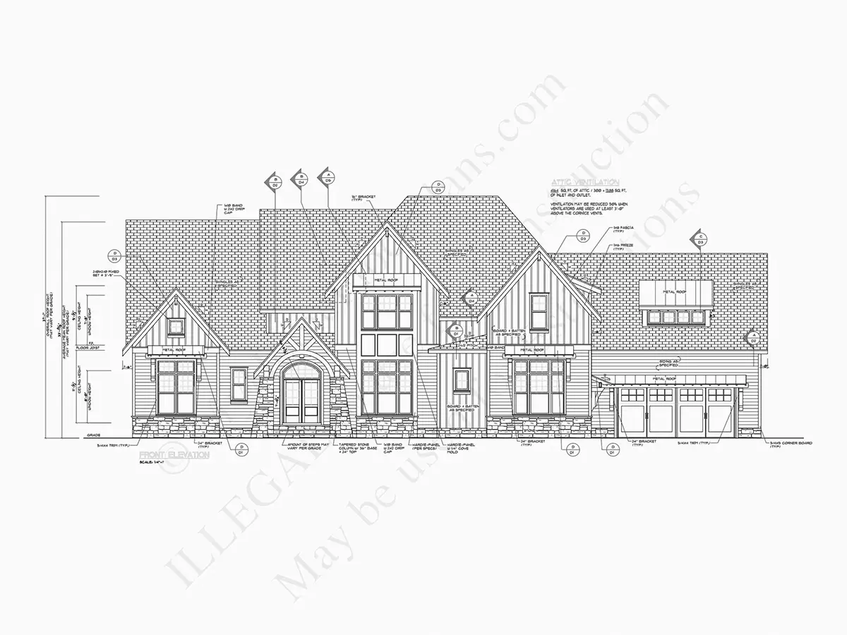 Divstāvu mājas projekts 409 m²: 4 Guļamistabas, Darba istaba, 5 Vannasistabas, Atvērta virtuve, Garāža