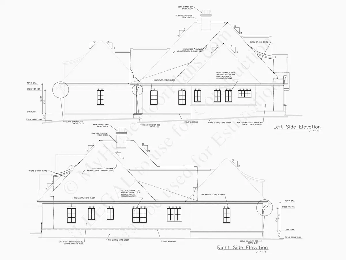 Vienstāva mājas projekts 257 m²: 2 Guļamistabas, Darba istaba, 4 Vannasistabas, Atvērta virtuve, Garāža
