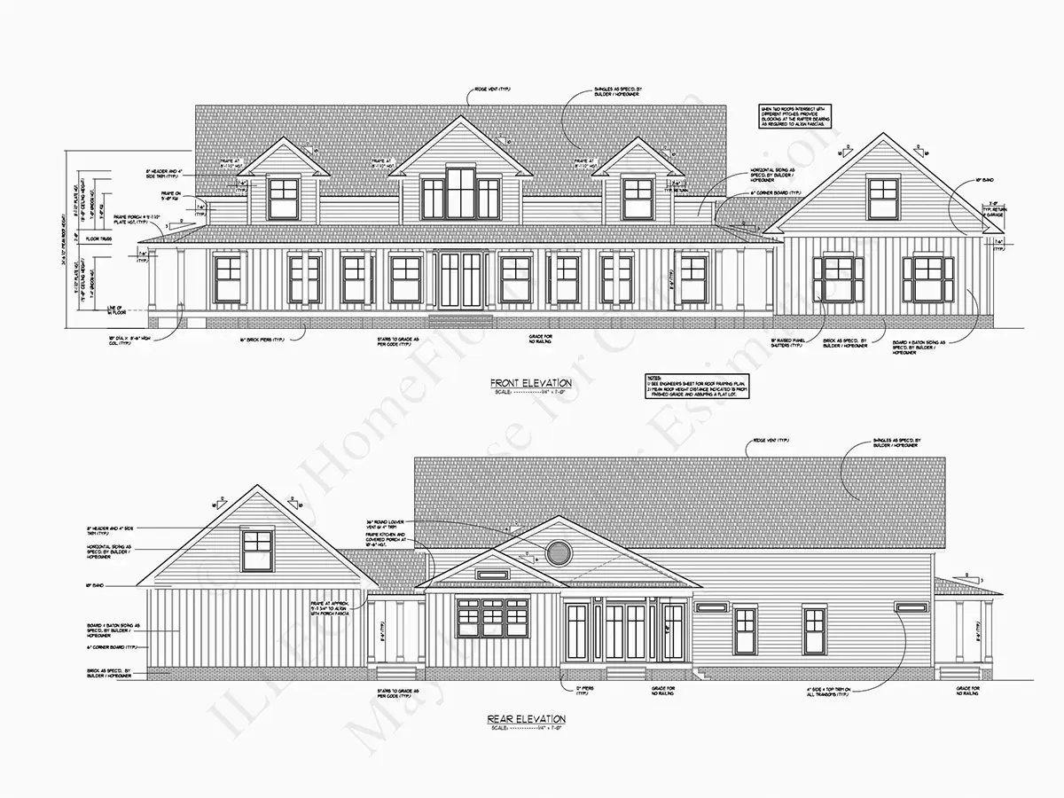 Mājas projekts ar mansardu 312 m²: 3 Guļamistabas, 4 Vannasistabas, Garāža