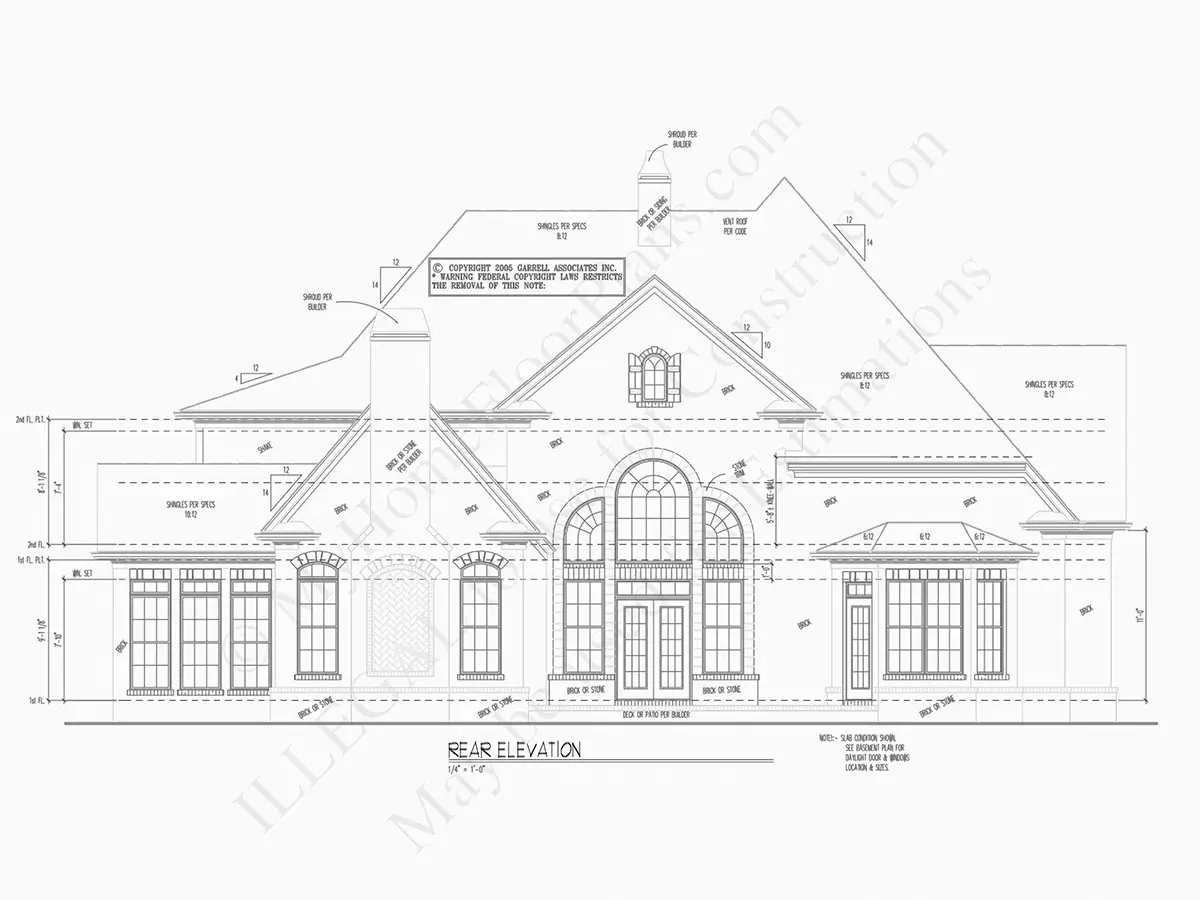 Divstāvu mājas projekts 350 m²: 4 Guļamistabas, Darba istaba, 4 Vannasistabas, Garāža