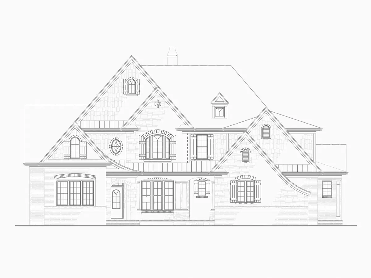 Divstāvu mājas projekts 350 m²: 4 Guļamistabas, Darba istaba, 4 Vannasistabas, Garāža