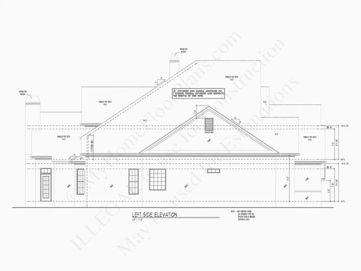 Divstāvu mājas projekts 350 m²: 4 Guļamistabas, Darba istaba, 4 Vannasistabas, Garāža