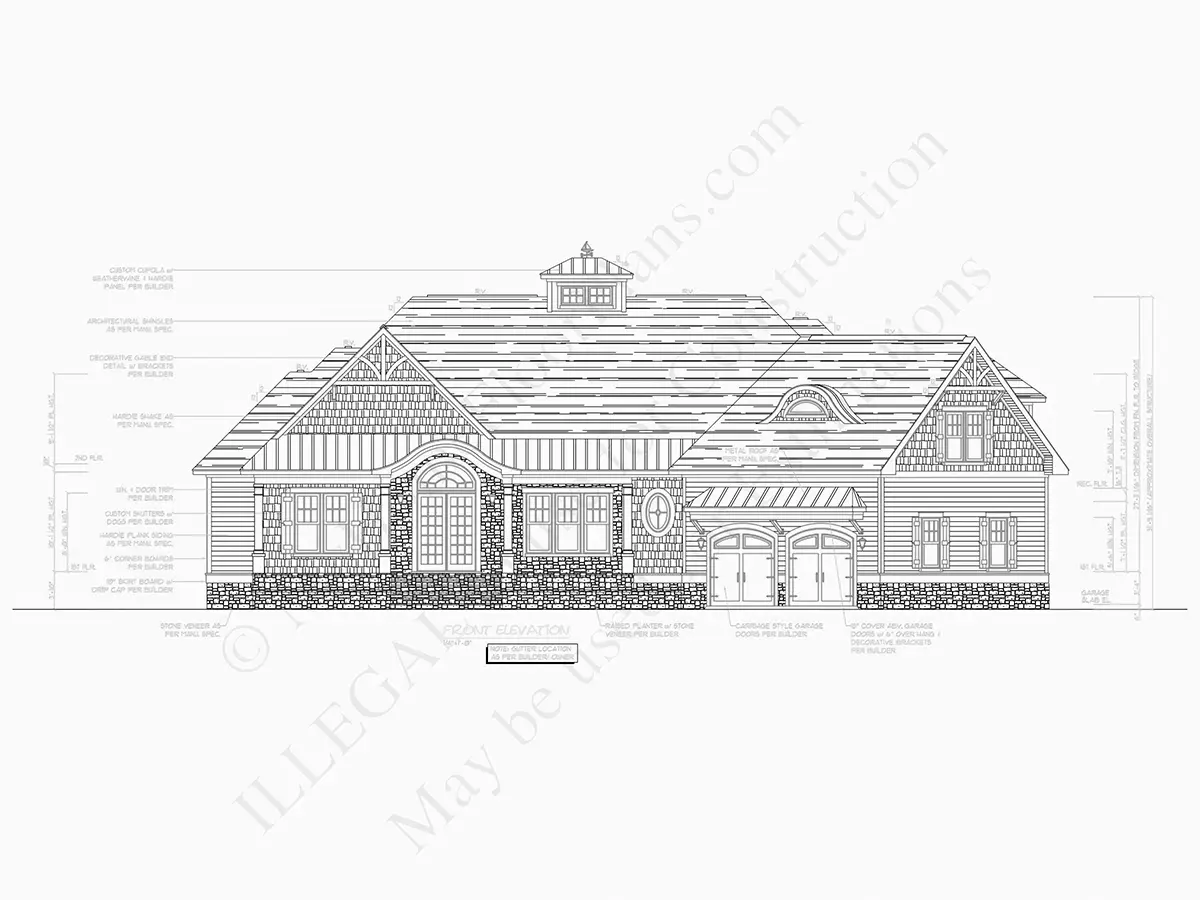 Mājas projekts ar mansardu 408 m²: 3 Guļamistabas, Darba istaba, 4 Vannasistabas, Atvērta virtuve, Garāža