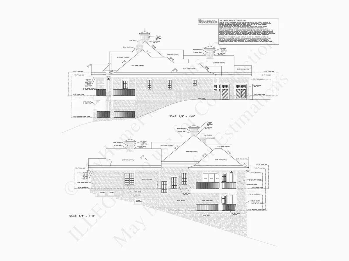 Vienstāva mājas projekts + pagrabu 425 m²: 4 Guļamistabas, Darba istaba, 5 Vannasistabas, Atvērta virtuve, Garāža