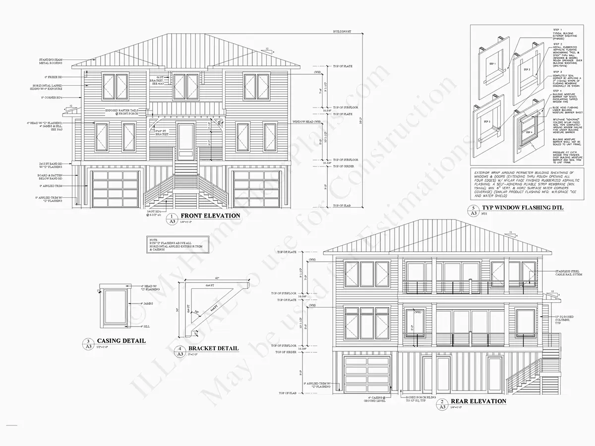 Trīsstāvu mājas projekts 311 m²: 5 Guļamistabas, 4 Vannasistabas, Atvērta virtuve, Garāža