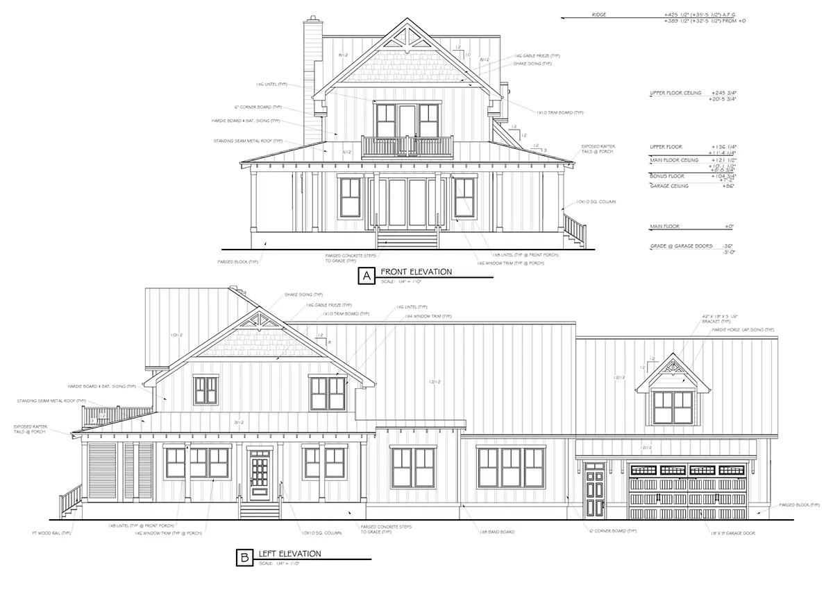 Divstāvu mājas projekts 278 m²: 3 Guļamistabas, Darba istaba, 6 Vannasistabas, Atvērta virtuve, Garāža