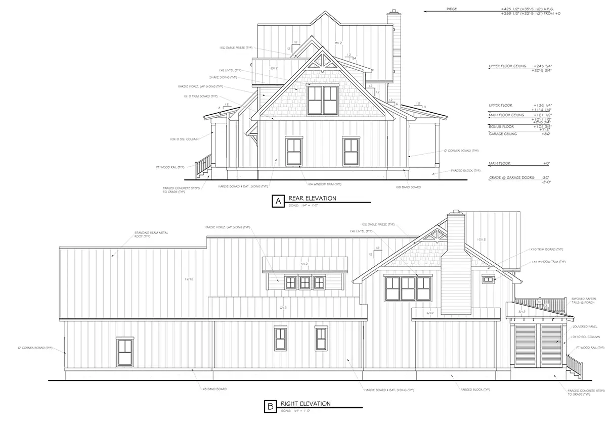 Divstāvu mājas projekts 278 m²: 3 Guļamistabas, Darba istaba, 6 Vannasistabas, Atvērta virtuve, Garāža