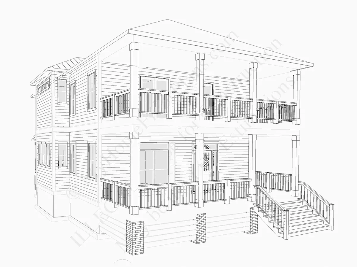 Divstāvu mājas projekts 230 m²: 3 Guļamistabas, Darba istaba, 3 Vannasistabas, Atvērta virtuve, bez Garāžas