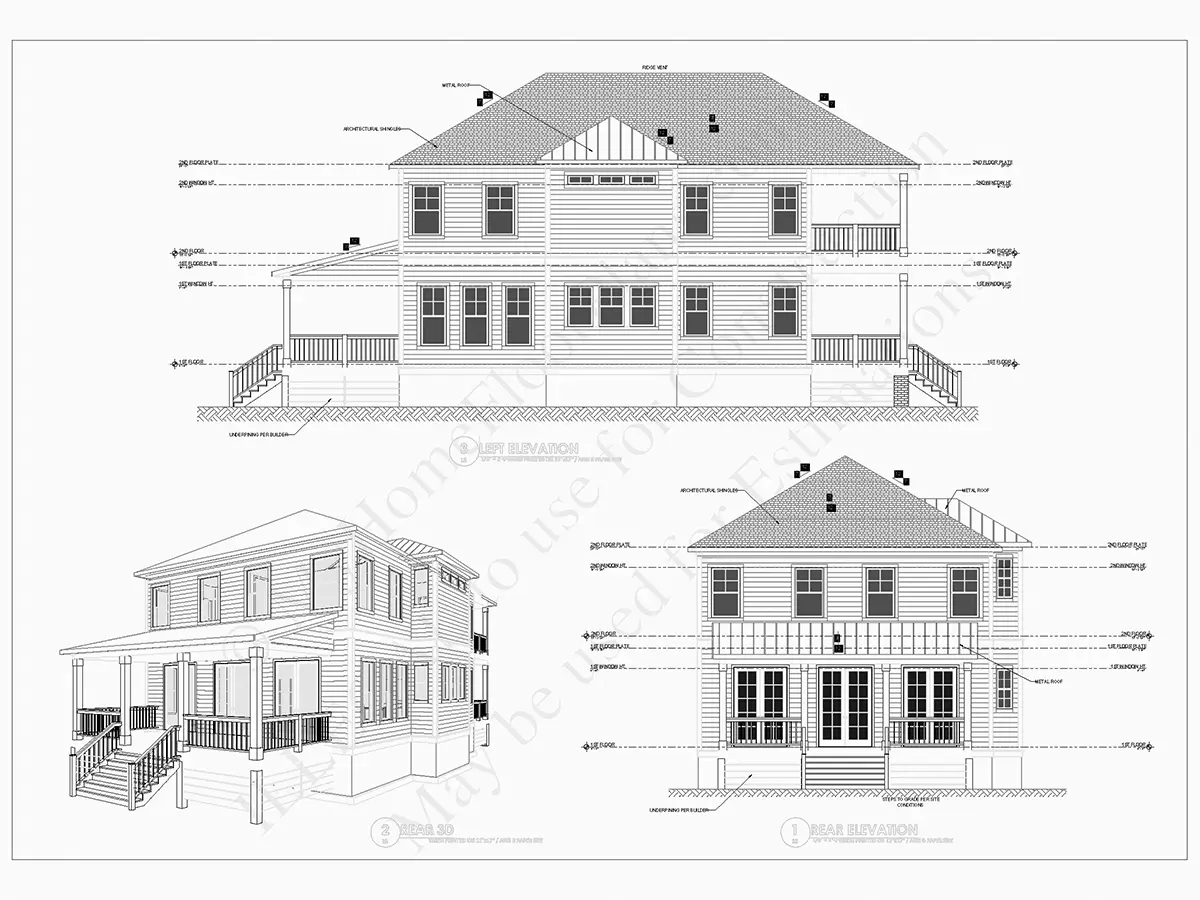 Divstāvu mājas projekts 230 m²: 3 Guļamistabas, Darba istaba, 3 Vannasistabas, Atvērta virtuve, bez Garāžas
