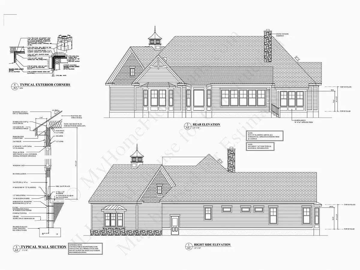 Mājas projekts ar mansardu 433 m²: 4 Guļamistabas, Darba istaba, 4 Vannasistabas, Atvērta virtuve, Garāža