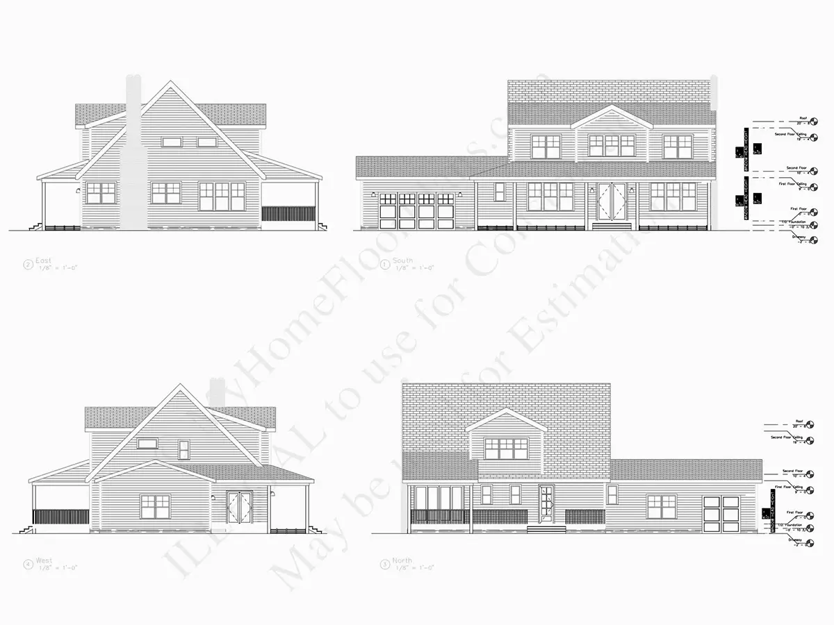Divstāvu mājas projekts 255 m²: 4 Guļamistabas, 4 Vannasistabas, Atvērta virtuve, Garāža