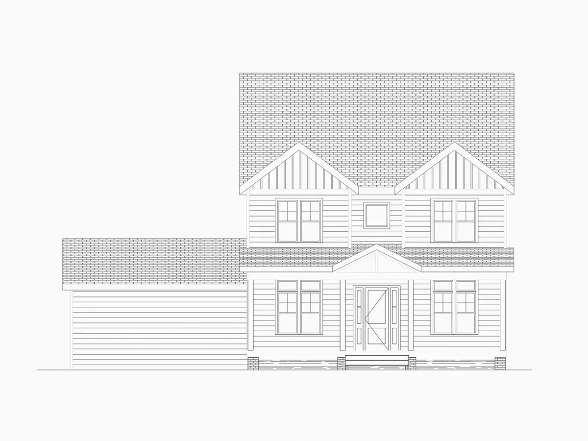 Divstāvu mājas projekts 237 m²: 4 Guļamistabas, Darba istaba, 5 Vannasistabas, Atvērta virtuve, Garāža