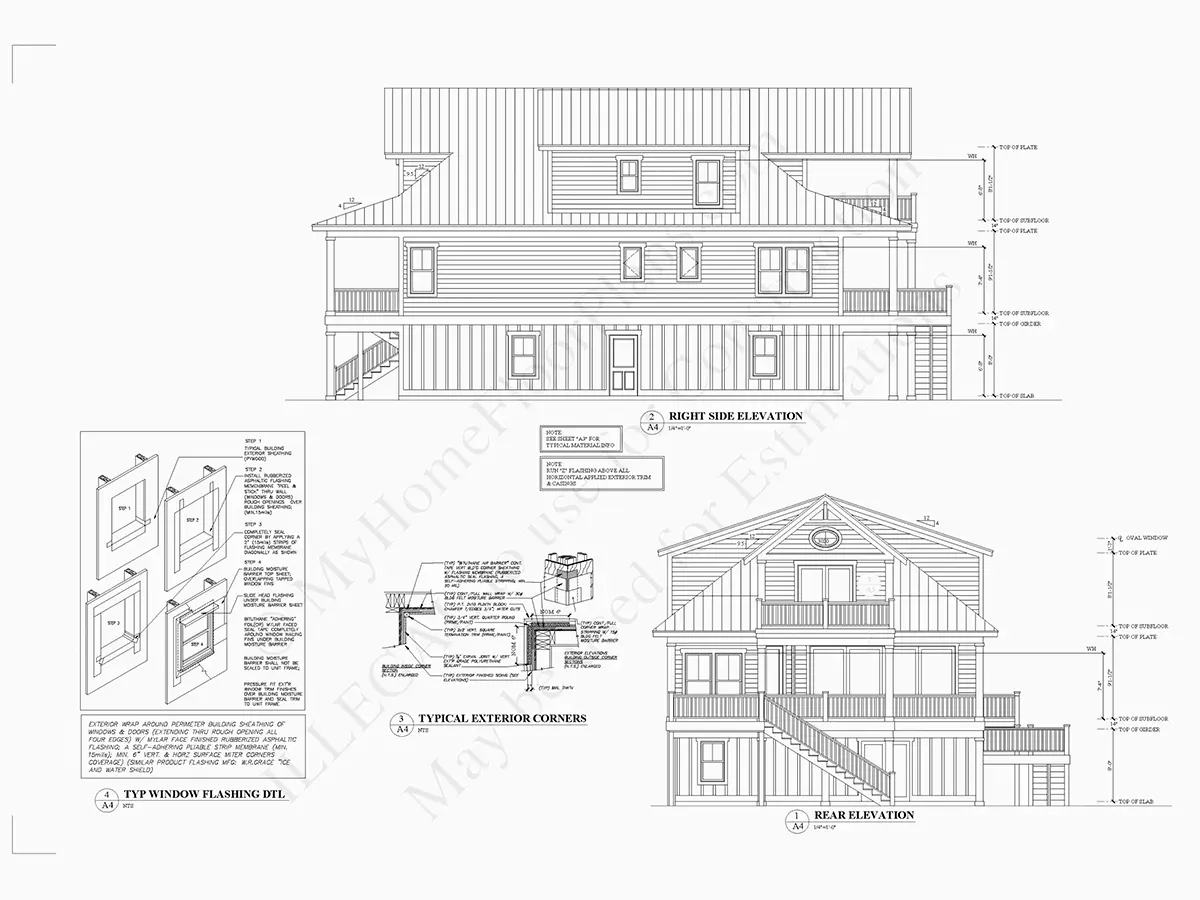 Fasādes 6 – Trīsstāvu mājas projekts 60 m²: 4 Guļamistabas, 4 Vannasistabas, Atvērta virtuve, Garāža — 68193R