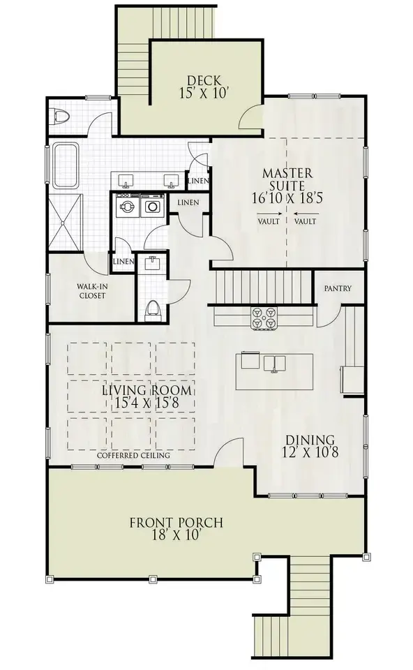 2. stāvs 19 – Divstāvu mājas projekts 197 m²: 4 Guļamistabas, 4 Vannasistabas, Atvērta virtuve, Garāža — 78787R