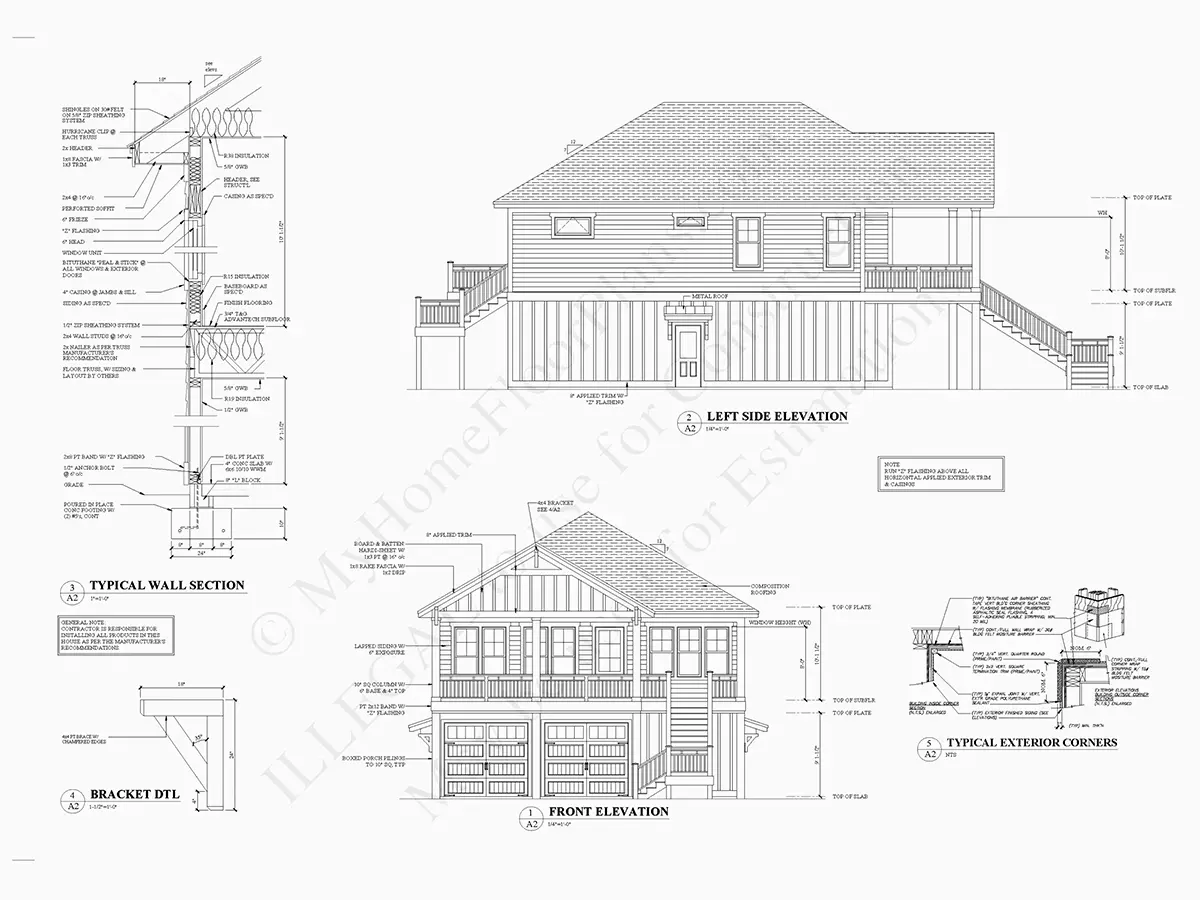 Fasādes 16 – Divstāvu mājas projekts 197 m²: 4 Guļamistabas, 4 Vannasistabas, Atvērta virtuve, Garāža — 78787R