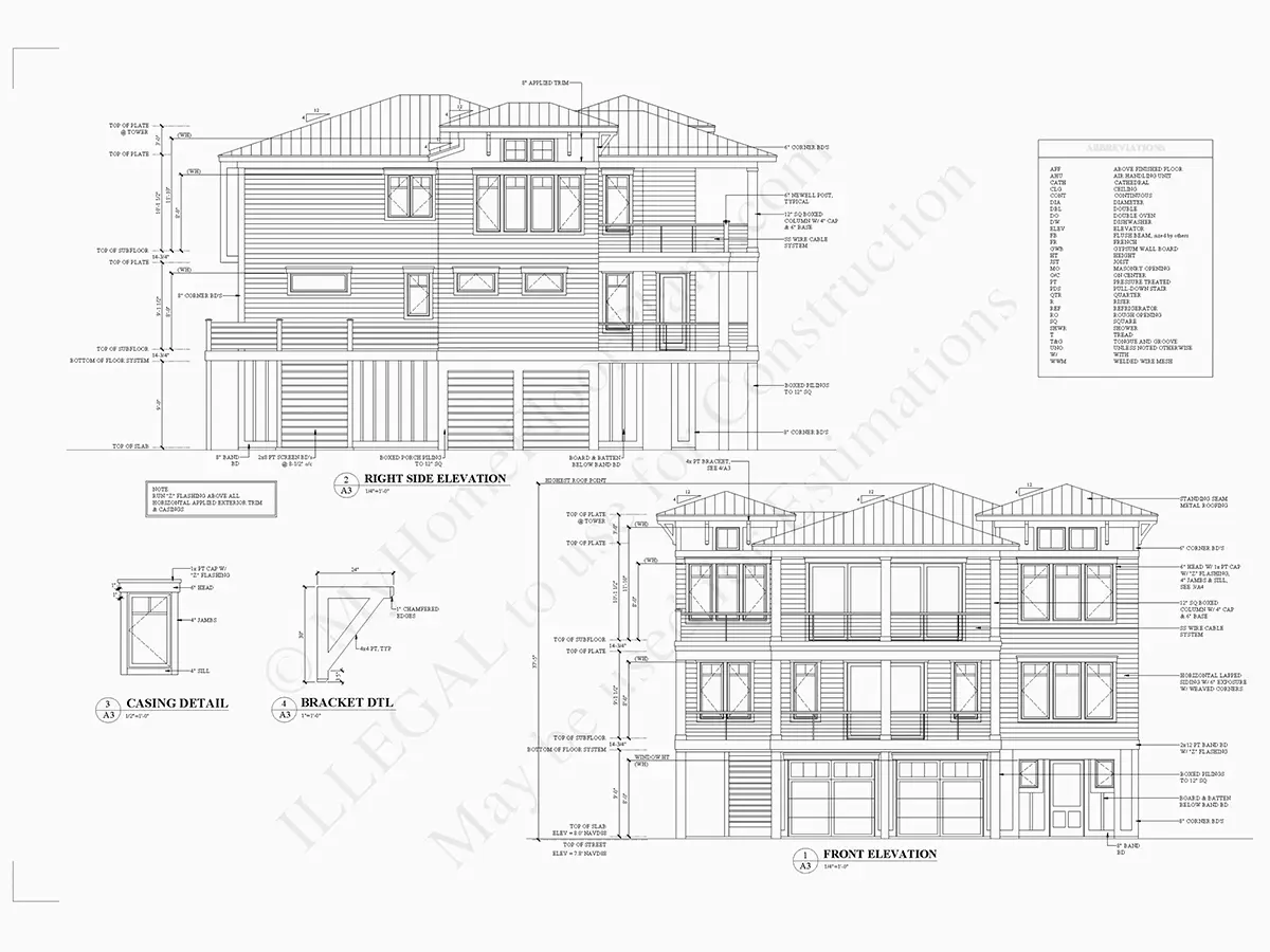 Fasādes 8 – Trīsstāvu mājas projekts 333 m²: 4 Guļamistabas, Darba istaba, 5 Vannasistabas, Atvērta virtuve, Garāža — 80886R