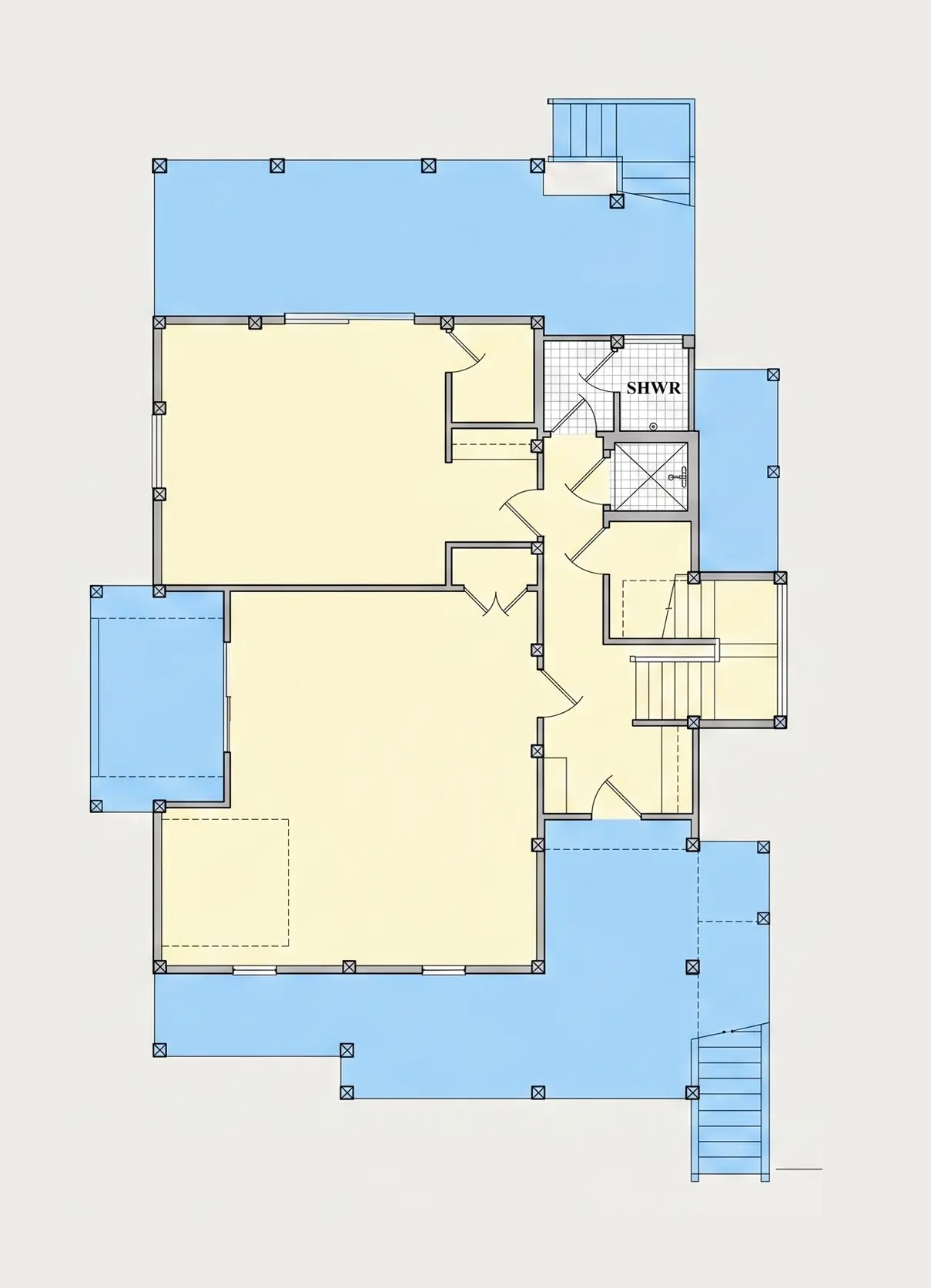 Pagrabs 9 – Trīsstāvu mājas projekts 318 m²: 4 Guļamistabas, 4 Vannasistabas, Atvērta virtuve, Garāža — 12496R
