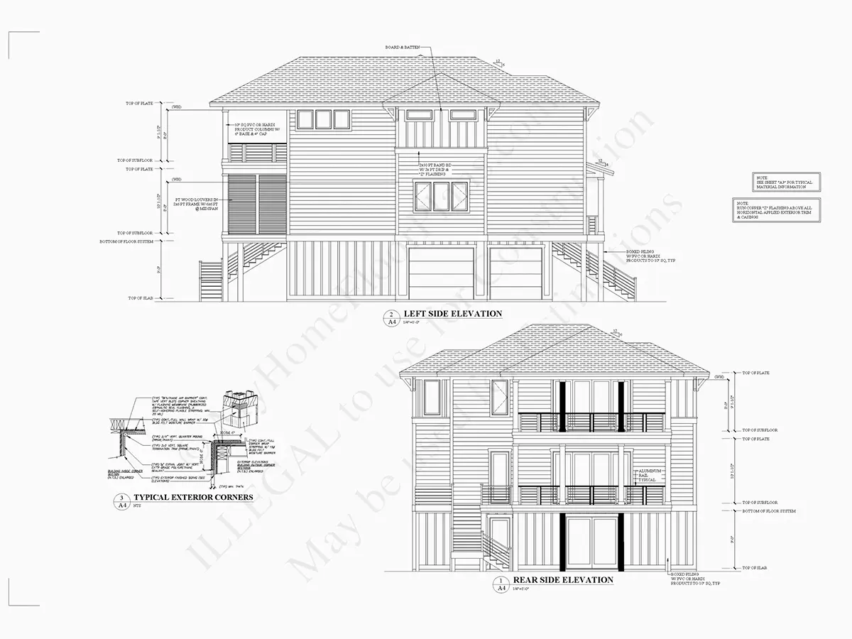 Fasādes 8 – Trīsstāvu mājas projekts 318 m²: 4 Guļamistabas, 4 Vannasistabas, Atvērta virtuve, Garāža — 12496R