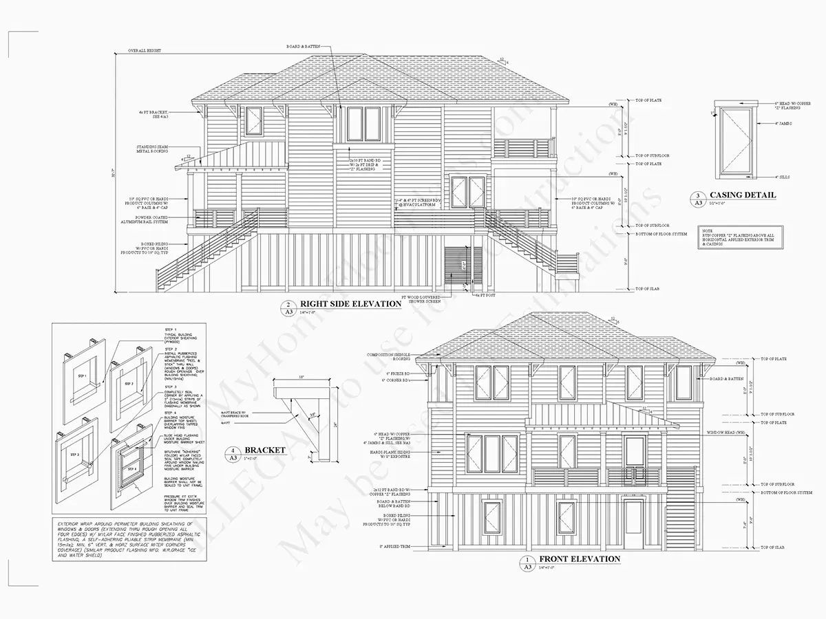 Fasādes 7 – Trīsstāvu mājas projekts 318 m²: 4 Guļamistabas, 4 Vannasistabas, Atvērta virtuve, Garāža — 12496R