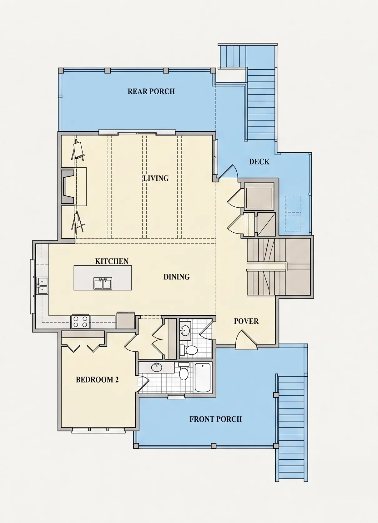 1. stāvs 10 – Trīsstāvu mājas projekts 318 m²: 4 Guļamistabas, 4 Vannasistabas, Atvērta virtuve, Garāža — 12496R