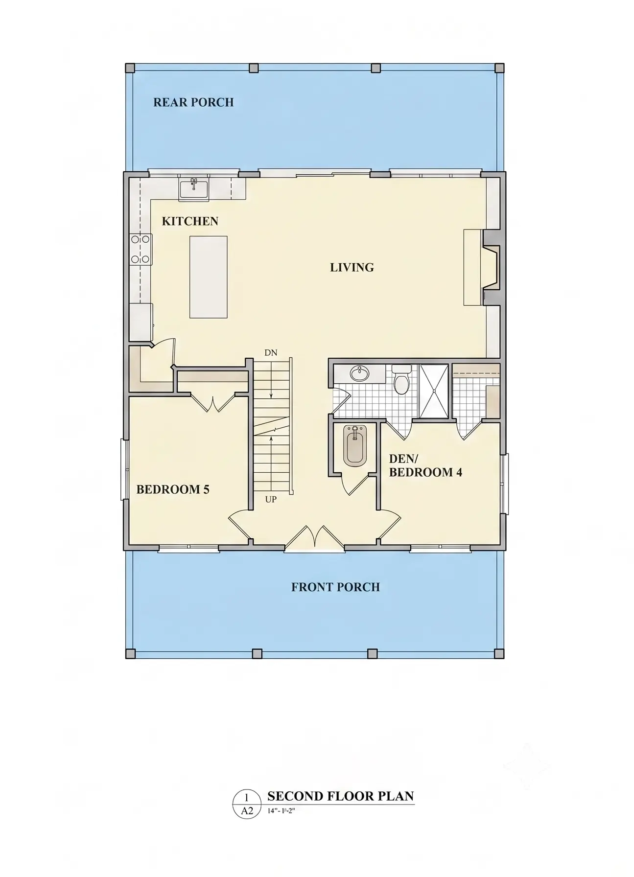 2. stāvs 13 – Trīsstāvu mājas projekts 294 m²: 6 Guļamistabas, 5 Vannasistabas, Atvērta virtuve, Garāža — 24453R