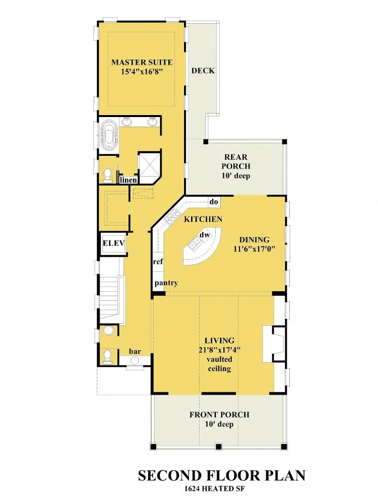 2. stāvs 14 – Trīsstāvu mājas projekts 335 m²: 5 Guļamistabas, 6 Vannasistabas, Atvērta virtuve, Garāža — 78451R