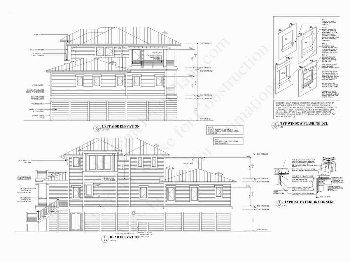 Fasādes 21 – Trīsstāvu mājas projekts 275 m²: 4 Guļamistabas, 6 Vannasistabas, Atvērta virtuve, Garāža — 74147R