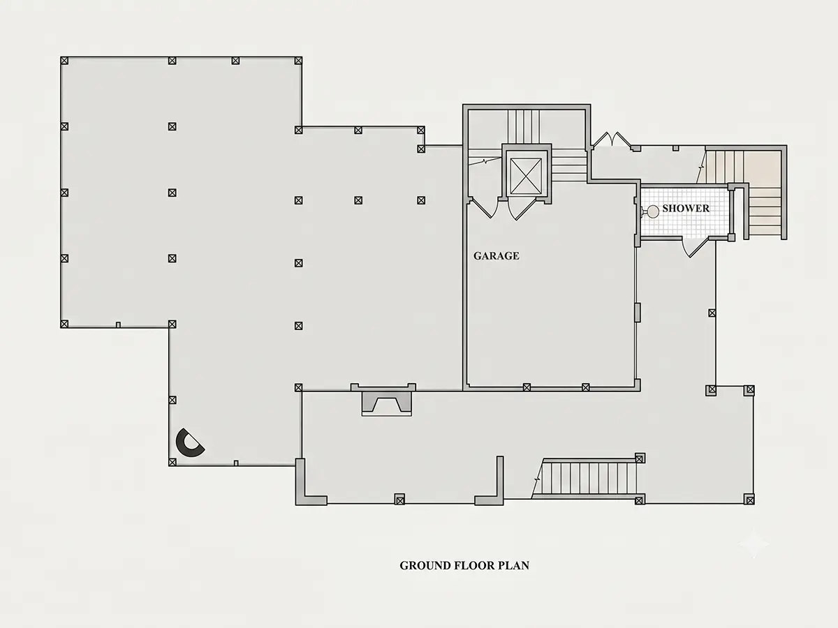 Pagrabs 22 – Trīsstāvu mājas projekts 275 m²: 4 Guļamistabas, 6 Vannasistabas, Atvērta virtuve, Garāža — 74147R
